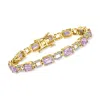 Ross-simons Amethyst Link Bracelet In Sterling Silver And 18kt Gold Over Sterling In Pink