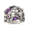 Ross-simons Amethyst Openwork Flower Ring In Sterling Silver In Purple