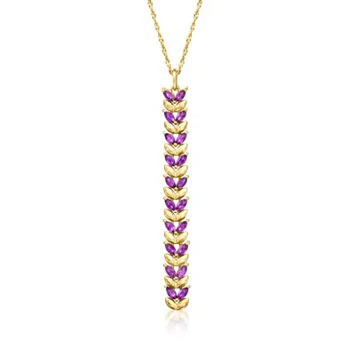 Ross-simons Amethyst Pendant Necklace In 18kt Gold Over Sterling In Purple