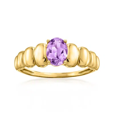 Ross-simons Amethyst Ribbed Ring In 14kt Yellow Gold In Purple