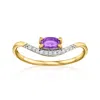 Ross-simons Amethyst Ring With Diamonds In 14kt Yellow Gold
