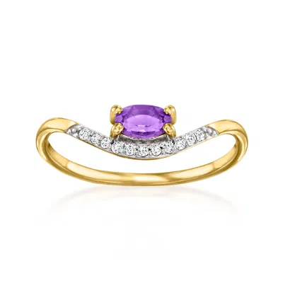 Ross-simons Amethyst Ring With Diamonds In 14kt Yellow Gold