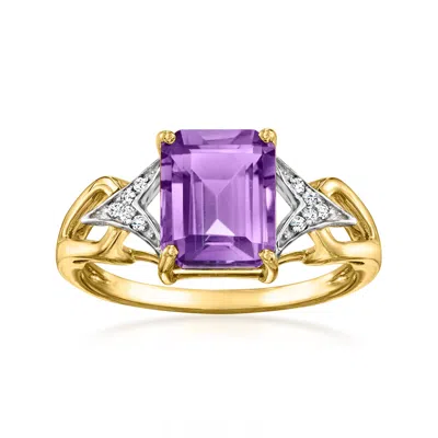 Ross-simons Amethyst Ring With Diamonds In 14kt Yellow Gold In Purple
