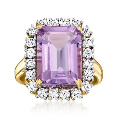 Ross-simons Amethyst Ring With Lab-grown Diamonds In 18kt Gold Over Sterling In Purple