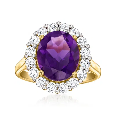Ross-simons Amethyst Ring With Lab-grown Diamonds In 18kt Gold Over Sterling