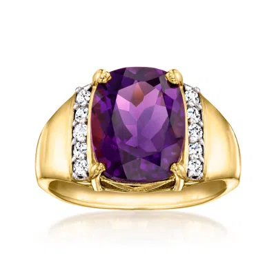 Ross-simons Amethyst Ring With . Lab-grown Diamonds In 18kt Gold Over Sterling