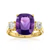 Ross-simons Amethyst Ring With . Lab-grown Diamonds In 18kt Gold Over Sterling In Purple
