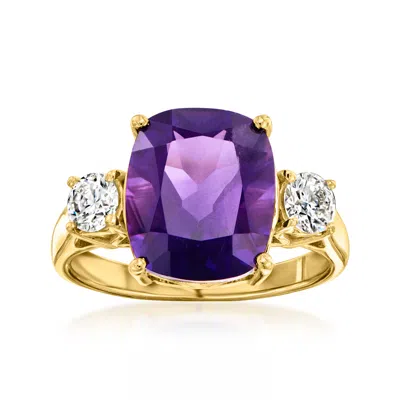 Ross-simons Amethyst Ring With . Lab-grown Diamonds In 18kt Gold Over Sterling In Purple