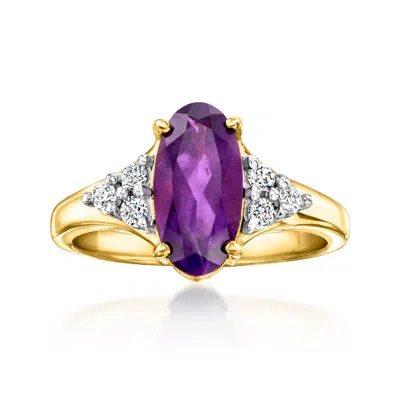 Ross-simons Amethyst Ring With . Lab-grown Diamonds In 18kt Gold Over Sterling In Purple