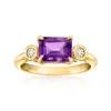 Ross-simons Amethyst Ring With . Lab-grown Diamonds In 18kt Gold Over Sterling In Purple