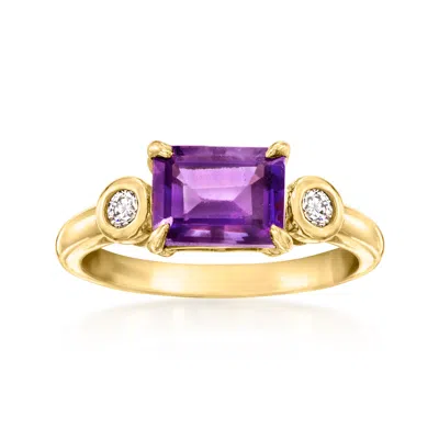 Ross-simons Amethyst Ring With . Lab-grown Diamonds In 18kt Gold Over Sterling In Purple