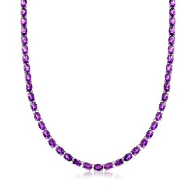 Ross-simons Amethyst Tennis Necklace In Sterling Silver In Multi