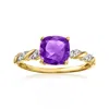 Ross-simons Amethyst Twist Ring With Diamonds In 14kt Yellow Gold In Purple