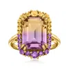 Ross-simons Ametrine Ring With . Amethysts And . Citrines In 18kt Gold Over Sterling In Multi