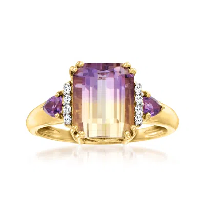 Ross-simons Ametrine Ring With . Amethysts And Diamond Accents In 14kt Yellow Gold In Multi
