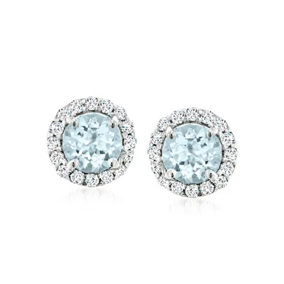 Ross-simons Aquamarine And . Diamond Earrings In Platinum In Blue