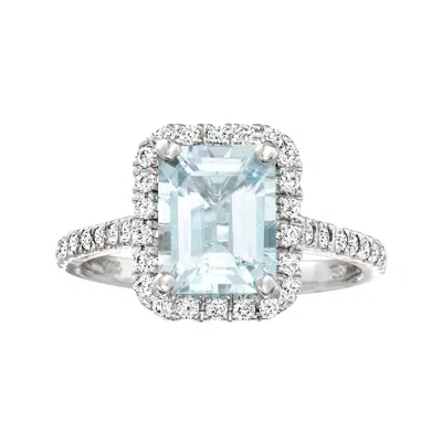 Ross-simons Aquamarine And . Diamond Ring In 14kt White Gold In Blue