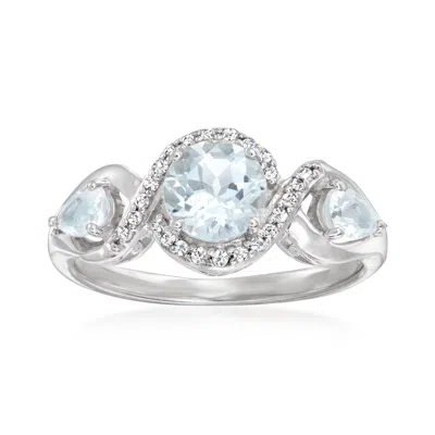 Ross-simons Aquamarine And . Diamond Ring In Sterling Silver In Blue