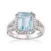 Ross-simons Aquamarine And . Diamond Ring In Sterling Silver In Blue
