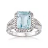 Ross-simons Aquamarine And . Diamond Ring In Sterling Silver In Blue