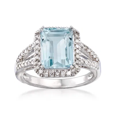 Ross-simons Aquamarine And . Diamond Ring In Sterling Silver In Blue