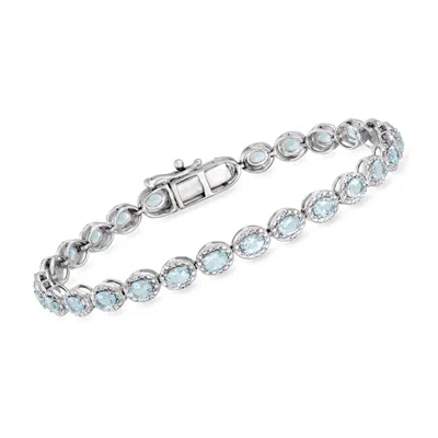 Ross-simons Aquamarine And . Diamond Tennis Bracelet In Sterling Silver In Multi
