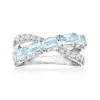Ross-simons Aquamarine And . Lab-grown Diamond Crisscross Ring In Sterling Silver In Blue
