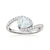 Ross-simons Aquamarine And . Lab-grown Diamond Ring In 14kt White Gold In Blue