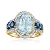Ross-simons Aquamarine And Sapphire Ring With . Diamonds In 14kt Yellow Gold In Blue