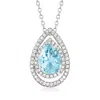 Ross-simons Aquamarine And . White Topaz Pear-shaped Pendant Necklace In Sterling Silver In Multi