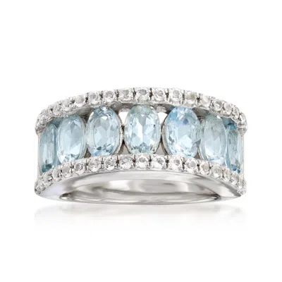 Ross-simons Aquamarine And . White Topaz Ring In Sterling Silver In Blue