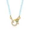 Ross-simons Aquamarine Bead And . Diamond Lobster Clasp Necklace With Swiss Blue Topaz Accent In 18kt Gold Over  In Multi