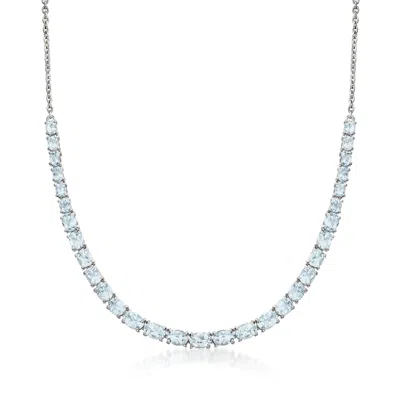 Ross-simons Aquamarine Graduated Collar Necklace In Sterling Silver In Multi
