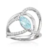 Ross-simons Aquamarine Highway Ring With . Lab-grown Diamonds In Sterling Silver In Blue
