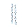 Ross-simons Aquamarine Linear Drop Earrings In Sterling Silver In Blue