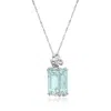 Ross-simons Aquamarine Pendant Necklace With Diamond Accents In 14kt White Gold In Blue
