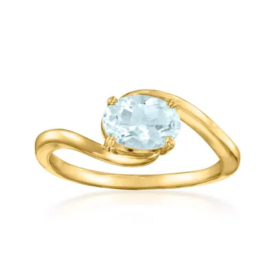 Ross-simons Aquamarine Ring In 14kt Yellow Gold In Blue