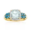 Ross-simons Aquamarine Ring With . Blue And White Diamonds In 14kt Yellow Gold In Blue
