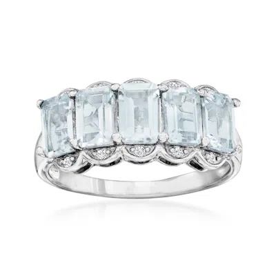 Ross-simons Aquamarine Ring With Diamonds In Sterling Silver In Blue
