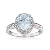 Ross-simons Aquamarine Ring With Diamonds In Sterling Silver In Blue