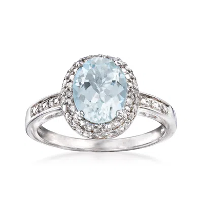 Ross-simons Aquamarine Ring With Diamonds In Sterling Silver In Blue