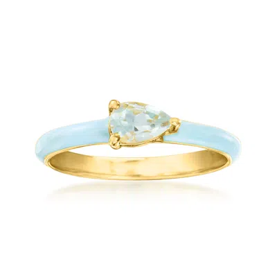 Ross-simons Aquamarine Ring With Pastel Blue Enamel In 18kt Gold Over Sterling