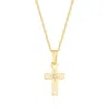 Ross-simons Baby's 14kt Yellow Gold Cross Pendant Necklace With Diamond Accent In Gold