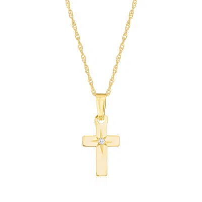 Ross-simons Baby's 14kt Yellow Gold Cross Pendant Necklace With Diamond Accent