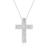 Ross-simons Baguette And Round Cross Pendant Necklace In 14kt White Gold In Multi
