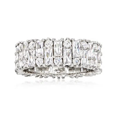Ross-simons Baguette And Round Cz Eternity Band In Sterling Silver