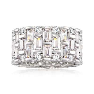 Ross-simons Baguette And Round Cz Eternity Band In Sterling Silver In White