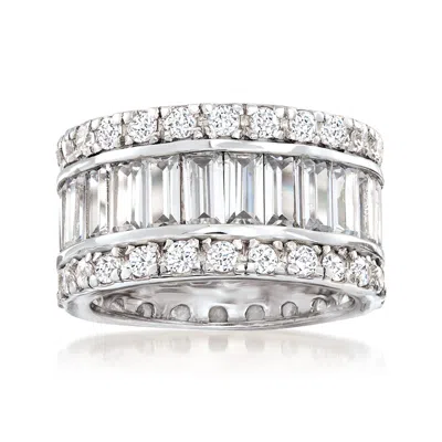 Ross-simons Baguette And Round Cz Eternity Band In Sterling Silver In White