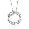 Ross-simons Baguette And Round Cz Open Circle Pendant Necklace In Sterling Silver In Multi