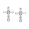 Ross-simons Baguette And Round Diamond Cross Earrings In Sterling Silver In White